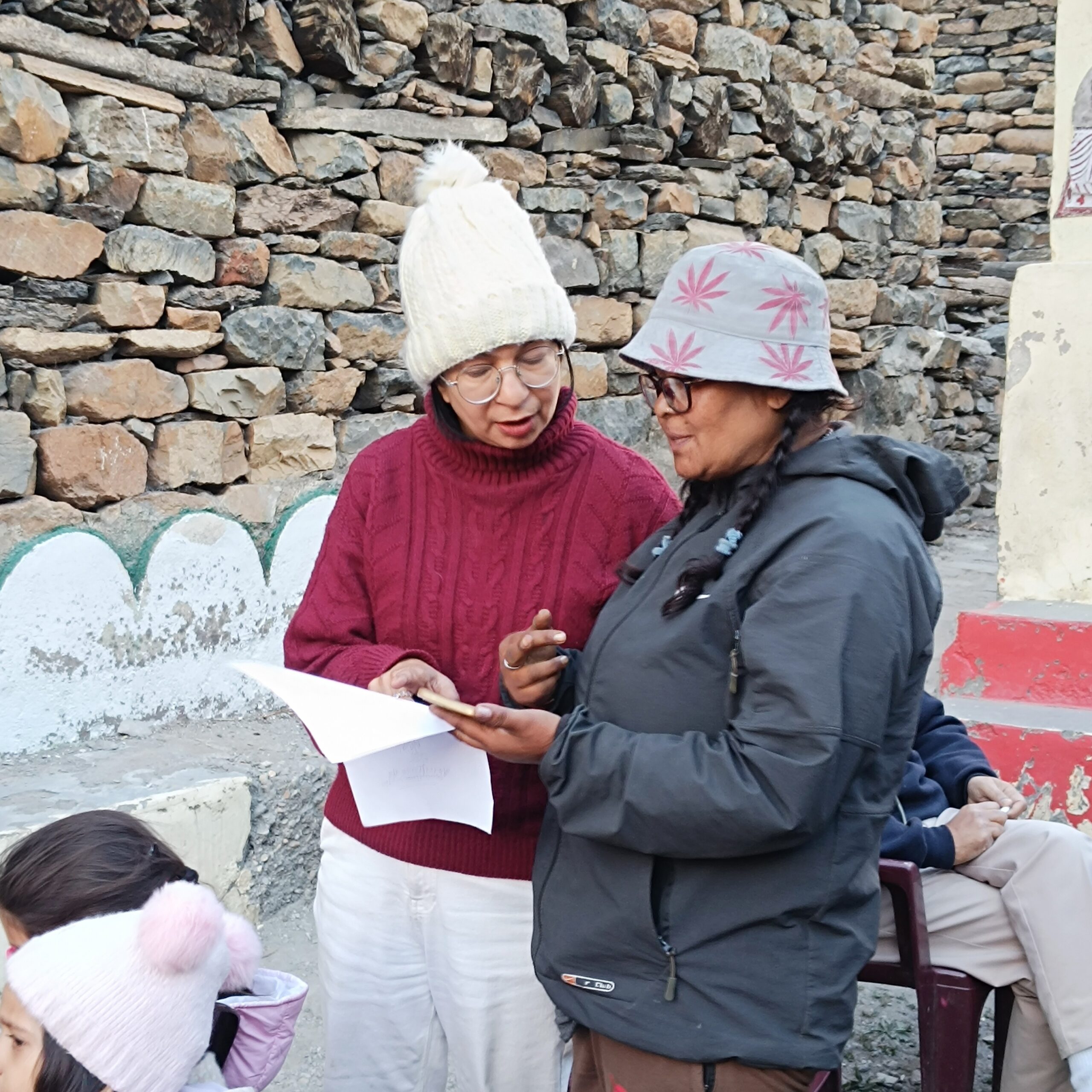 Gram pradhan gunji consulting with Dr pant mam at Seemant swasthy yatra