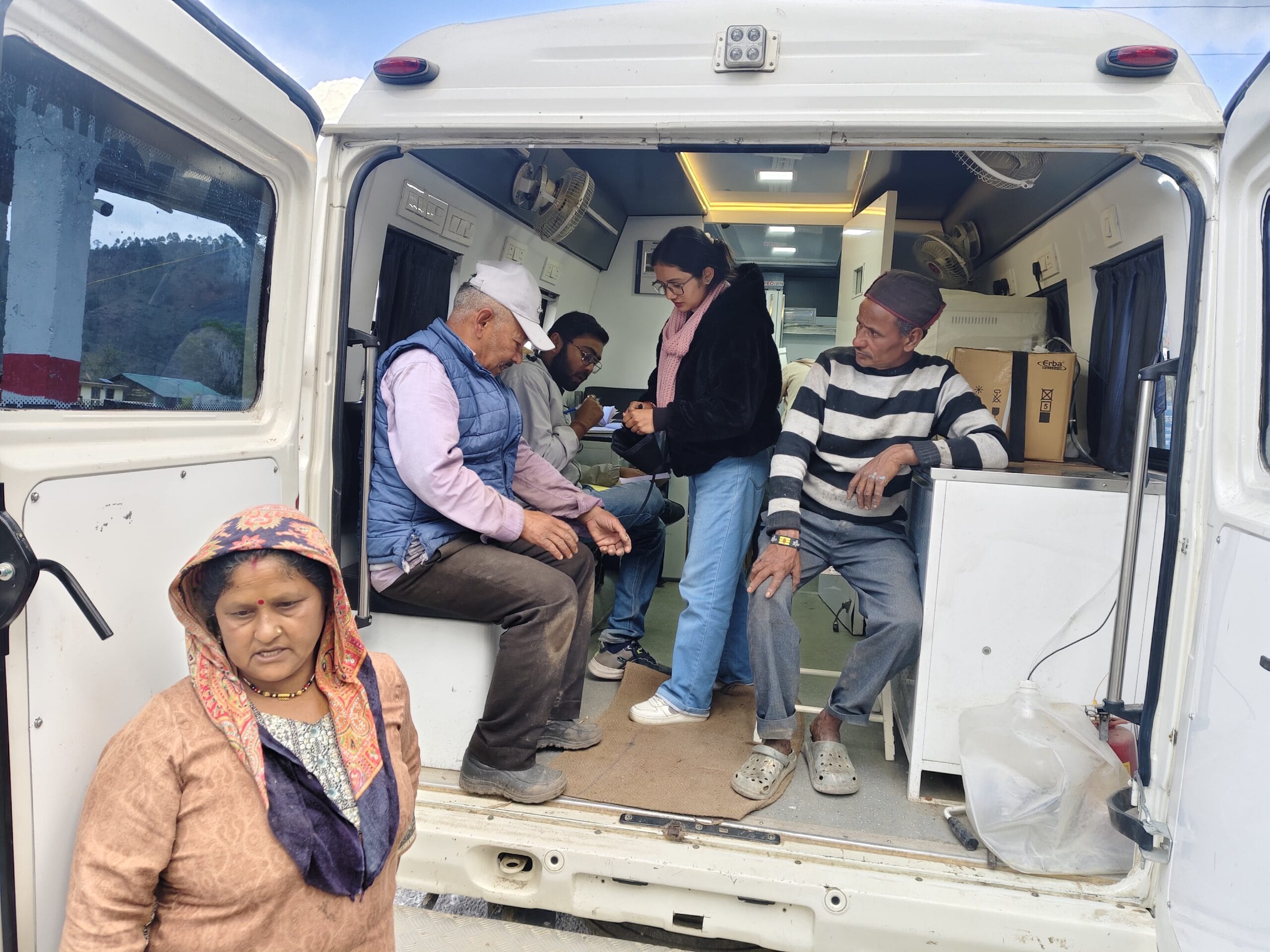 Healthcare team serving patients in remote Himalayan village through Seemant Sewa Foundation mobile medical outreach