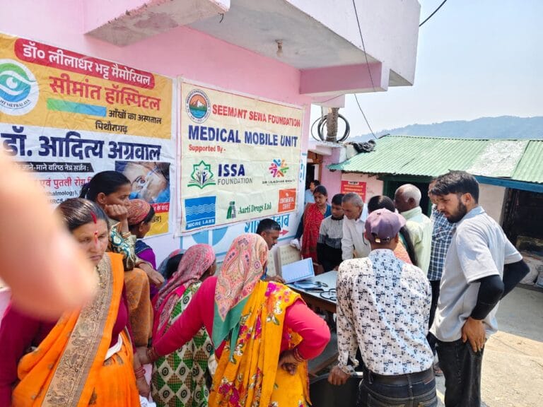 Villagers waiting for healthcare consultation at multi-speciality camp in Pithoragarh