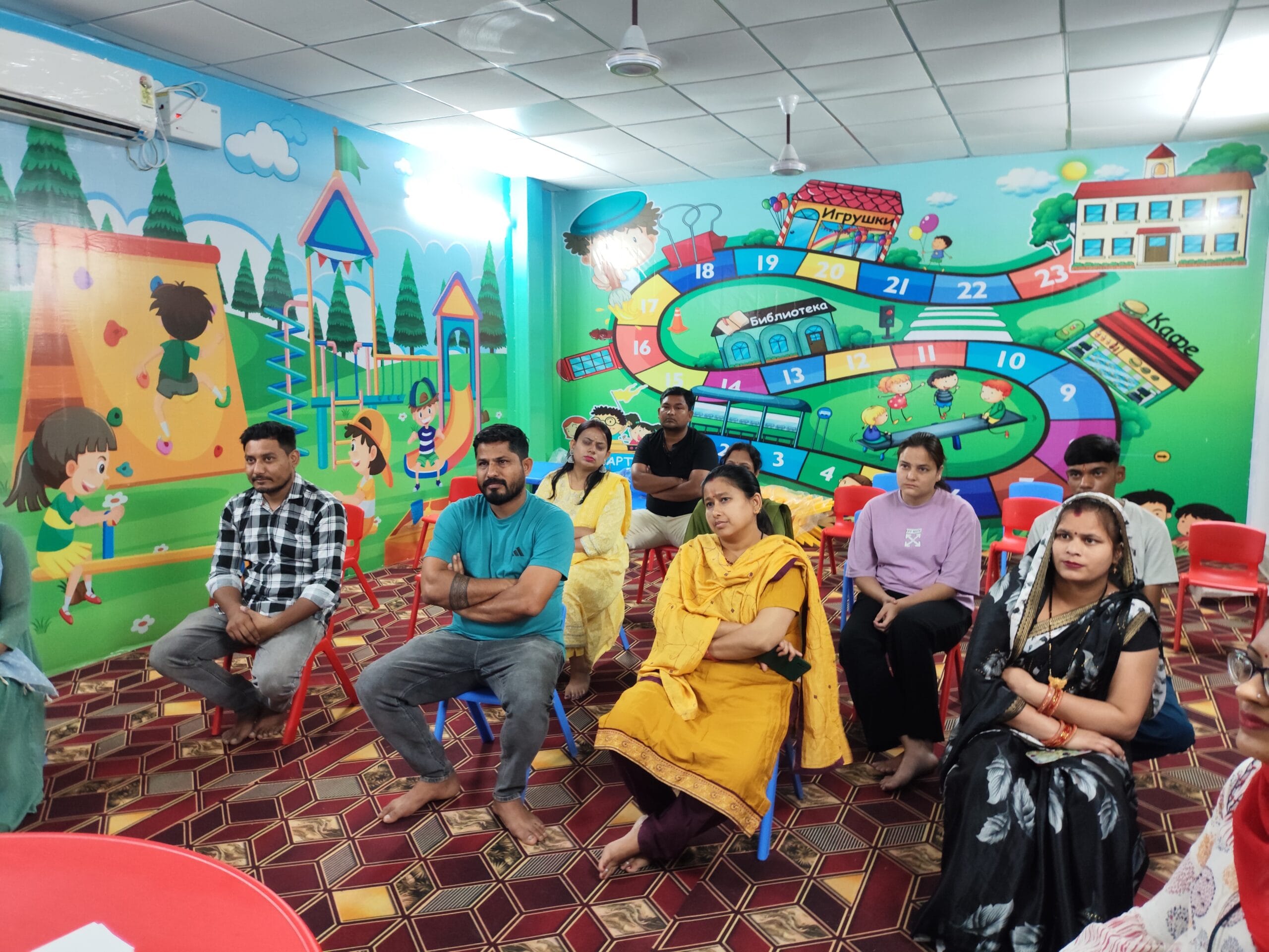 Parents and teachers meeting at Seemant Public School discussing student progress and education