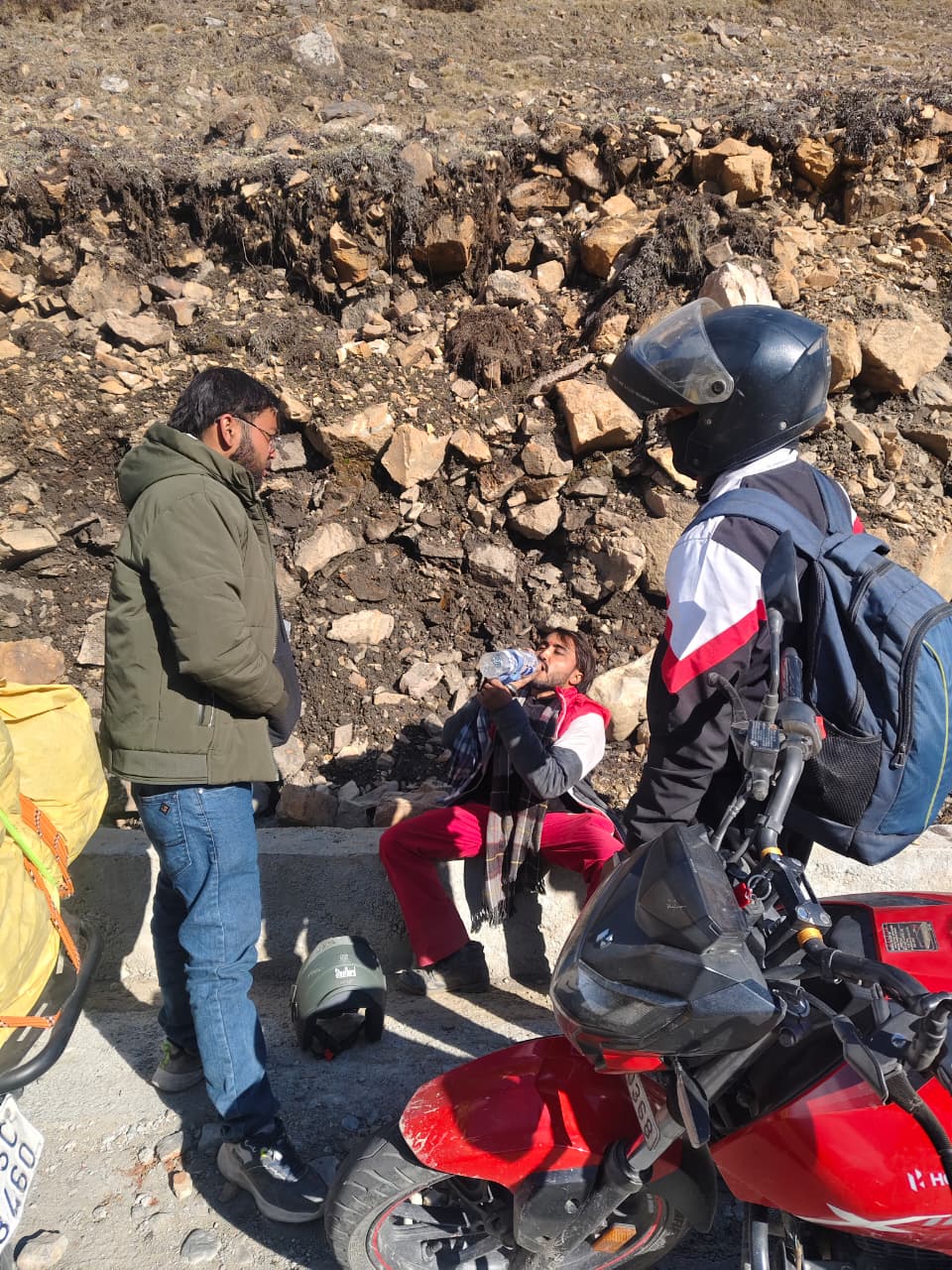 Seemant Sewa Foundation medical team helping biker suffering from high altitude sickness during Adi Kailash Yatra in Uttarakhand