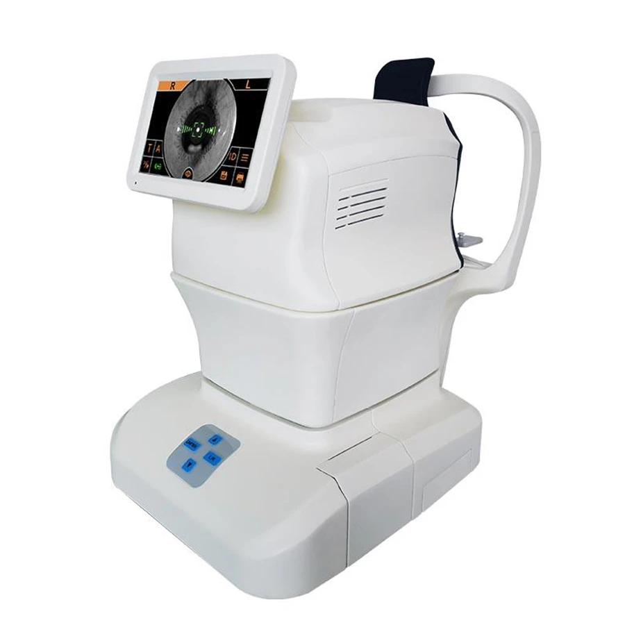 Non-contact tonometry eye pressure testing at Seemant Eye Hospital